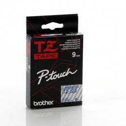 Brother P-Touch TZ-123 PT-1000 / PT-1005 / PT-1010 / PT-1280 / PT-1950VP / PT-2420PC / PT-2430PC / PT-2700VP / PT-9500PC / PT-9700PC LAMINATED TAPE 9 mm (ламинированная) Голубой шрифт-бесцветный фон (TZ123)