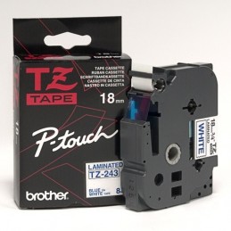 Brother P-Touch TZ-243 PT-1950VP / PT-2420PC / PT-2430PC / PT-2700VP / PT-9500PC / PT-9700PC LAMINATED TAPE 18 mm (ламинированная) Голубой шрифт-белый фон (TZ243)