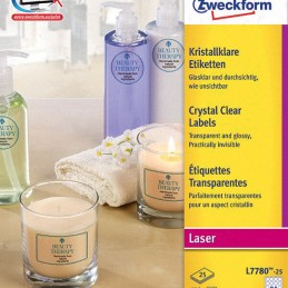 Avery Zweckform PACK L7782-25 Crystal Clear Labels Прозрачные прямоугольные этикетки 63.5 x 38.1 мм, 21 этикетка на листе