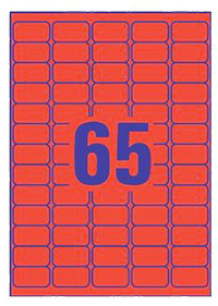 Avery Zweckform PACK L4790-20 Printable Mini Labels with Removable Adhesive Красные прямоугольные мини этикетки 38.1 x 21.2 мм, 65 этикеток на листе