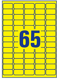 Avery Zweckform PACK L4793-20 Printable Mini Labels with Removable Adhesive Желтые прямоугольные мини этикетки 38.1 x 21.2 мм, 65 этикеток на листе