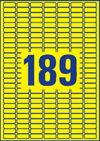 Avery Zweckform PACK L6037-20 Printable Mini Labels with Removable Adhesive Желтые прямоугольные мини этикетки 25.4 x 10 мм, 189 этикеток на листе